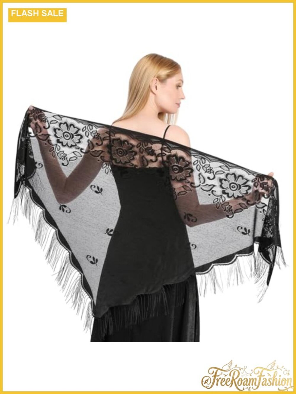 Lace Shawl with Fringe 78.74 Inch Cotton Wrap for Women Wedding Evening